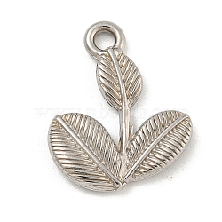 Non-Tarnish 304 Stainless Steel Pendants, Leaf Charm, Stainless Steel Color, 23x18x3mm, Hole: 2.1mm(STAS-N103-144P)