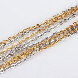 304 Stainless Steel Cable Chain Necklace Making, with Lobster Claw Clasps, Mixed Color, 19.7 inch(50cm), 2mm(STAS-P045-05)