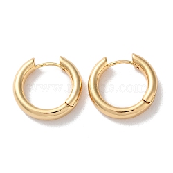 Ring Brass Huggie Hoop Earrings for Women, Real 18K Gold Plated, 19x4mm(X-EJEW-B056-10G)