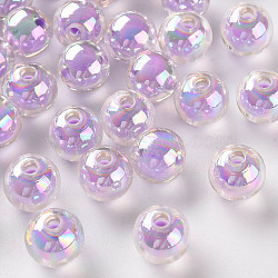 Transparent Acrylic Beads, Bead in Bead, AB Color, Round, Lilac, 9.5x9mm, Hole: 2mm, about 960pcs/500g(TACR-S152-15B-SS2114)