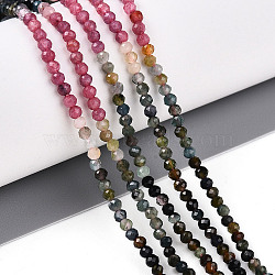 Gradient Color Natural Tourmaline Beads Strands, Faceted, Round, 2x2mm, Hole: 0.5mm, about 210~213pcs/strand, 15.47~15.67''(39.3~39.8cm)(G-T141-68B)