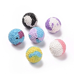 Polymer Clay Rhinestone Beads, Pave Disco Ball Beads, Round, Mixed Color, 16mm, Hole: 1.6mm(RB-L029-05)
