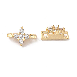 Brass Pave Clear Cubic Zirconia Slide Charms, Flower, Real 18K Gold Plated, 7.5x11x5.5mm, Hole: 1mm(KK-G465-02G)
