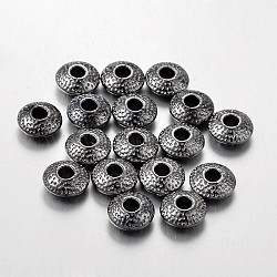 Tibetan Style Alloy Spacer Beads, Lead Free & Cadmium Free & Nickel Free, Flat Round, Gunmetal, 8x3mm, Hole: 2.5mm.(TIBEB-R011-B-FF)