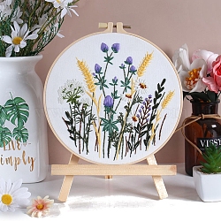 DIY Flower Pattern Embroidery Kits for Starter, Including Printed Fabric, Embroidery Thread & Needles, Embroidery Hoops, Instruction, Colorful, 200mm(PW-WG6B3E0-01)