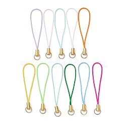 Nylon Mobile Straps, with Zinc Alloy Findings, Mixed Color, 5.8cm, about 11Pcs/Set(HJEW-JM01904)