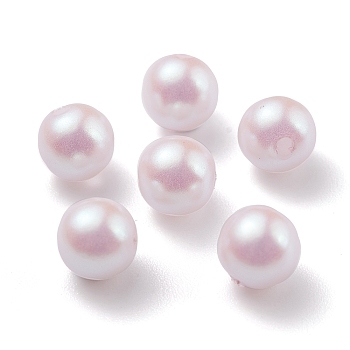POM Plastic Beads, Imitation Pearl, Center Drilled, Round, Pink, 5.5~6mm, Hole: 1mm