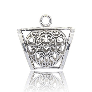 Scarf Pendant Making Tibetan Style Alloy Tube Bails, Loop Bails, Large Bail Beads, Tube with Heart Pattern, Antique Silver, 37x39x16mm, Hole: 4.5mm, Inner Diameter: 12x26mm