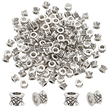 Elite 200Pcs Tibetan Style Alloy Beads, Column, Antique Silver, 5x7mm, Hole: 4mm