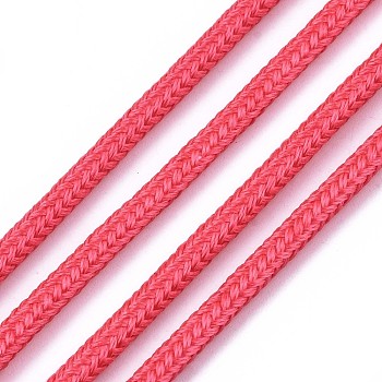 Luminous Polyester Braided Cords, Cerise, 3mm, about 100yard/bundle(91.44m/bundle)