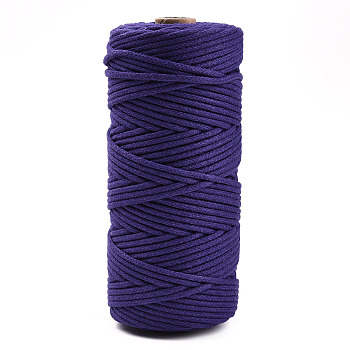 Cotton String Threads, Macrame Cord, Decorative String Threads, for DIY Crafts, Gift Wrapping and Jewelry Making, Indigo, 3mm, about 109.36 Yards(100m)/Roll.