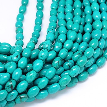 Natural Magnesite Oval Bead Strands, Dyed & Heated, Turquoise, 12x8mm, Hole: 2mm, about 33pcs/strand, 15.55 inch
