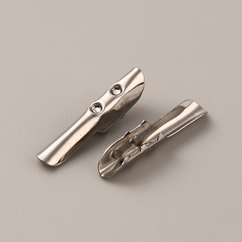 Iron Folding Crimp Ends, Cord End Caps, Stainless Steel Color, 20x4x4mm