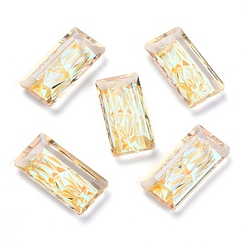 Embossed Glass Rhinestone Pendants, Rectangle, Faceted, Paradise Shine, 20x10x5mm, Hole: 1.6mm