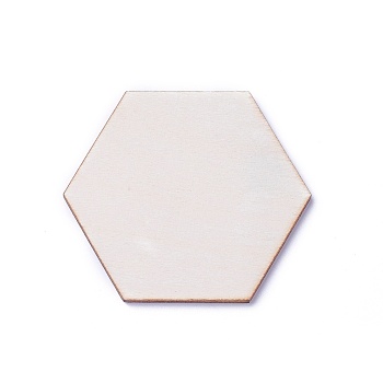 Wood Cabochons, Hexagon, BurlyWood, 34.5x39.5x2.5mm