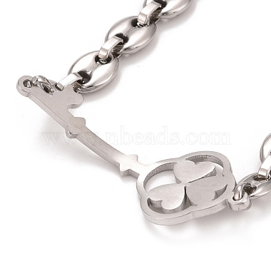 Bracelet à maillons en forme de clé squelette en acier inoxydable résistant au ternissement 304 avec chaînes en grains de café pour hommes et femmes(STAS-E160-28P)-3