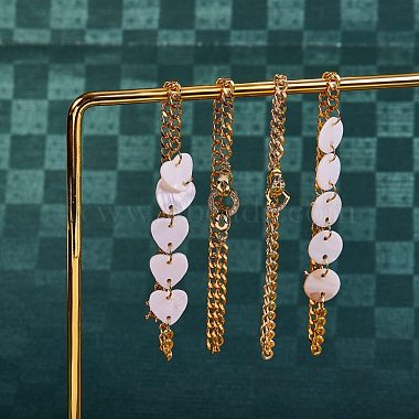 Brass Charm Bracelets & Curb Chain Bracelets Sets(BJEW-SZ0001-005G)-4