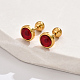 Real 18K Gold Plated 304 Stainless Steel Flat Round Stud Earrings(ZB4928-1)-1