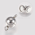Tarnish Resistant 304 Stainless Steel Magnetic Clasps with Loops, Stainless Steel Color, 12x6mm, Hole: 1.6mm(X-STAS-G173-05P-6mm)
