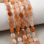 Natural Red Aventurine Beads Strands, Faceted, Flat Oval, 8x6x3.5mm, Hole: 0.5mm, about 46pcs/strand, 14.96''(38cm)(G-H349-A01-19)