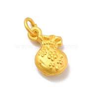 Rack Plating Alloy Pendants, Cadmium Free & Lead Free, with Jump Ring, Money Bag, Matte Gold Color, 16x11x5.5mm, Jump Ring: 6.3x1.1mm, Inner Diameter: 4.1mm(PALLOY-E006-25MG)