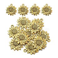 10PCS Sunflower Tibetan Style Alloy Pendants, Antique Golden, 21.5x19x2.5mm, Hole: 1.8mm(TIBEP-YW0001-59AG)
