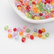 Mixed Color Transparent Acrylic Faceted Round Beads, about 4mm in diameter, hole:1mm(X-DB4MMM)