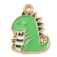 Alloy Enamel Pendants, Light Gold, Cadmium Free & Lead Free, Dinosaur Charm, Lime Green, 21x15.5x2mm, Hole: 1.8mm(ENAM-A008-19KCG-02)