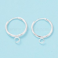 201 Stainless Steel Huggie Hoop Earring Findings, with Horizontal Loop and 316 Surgical Stainless Steel Pin, Silver, 19x16x1.6mm, Hole: 2.5mm, Pin: 1mm(STAS-P283-01P-S)