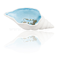 1Pc Conch Shape Porcelain Jewelry Plate, Storage Tray for Rings, Necklaces, Earring, Sky Blue, 176x80x52mm, Inner Diameter: 109x73mm(AJEW-GF0008-53)
