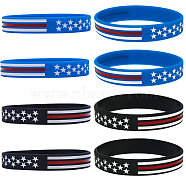 20Pcs 2 Colors Independence Day Theme Silicone Star Cord Bracelets Set Wristband, Mixed Color, Inner Diameter: 2-1/2 inch(6.3cm), 10Pcs/color(BJEW-GF0001-15A)