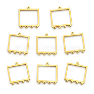 Vacuum Plating 201 Stainless Steel Chandelier Components Links, Laser Cut, Rectangle, Golden, 24x22x1mm, Hole: 1x1.5mm(STAS-Q243-LM148-2)