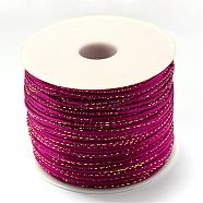 Metallic Stain Beads String Cords, Nylon Mouse Tail Cord, Medium Violet Red, 1.5mm, about 100yards/roll(300 feet/roll)(NWIR-R024-129)