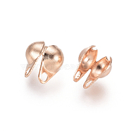 304 Stainless Steel Bead Tips, Calotte Ends, Clamshell Knot Cover, Rose Gold, 6x4x3mm, Hole: 1mm(STAS-E484-53RG)
