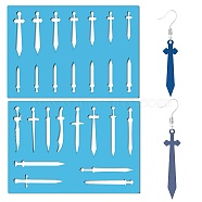 Acrylic Earring Handwork Template, Card Leather Cutting Stencils, Deep Sky Blue, Sword, 130x90x2mm, 2pcs/set(DIY-WH0359-082)