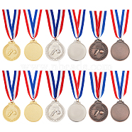AHANDMAKER 12Pcs 3 Colors Zinc Alloy Award Football Medal, with Polyester Belt and Iron Ring, Flat Round with Shoe & Football, Mixed Color, 455mm, 4pcs/color(AJEW-GA0003-62)