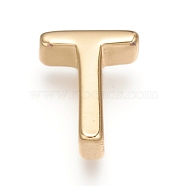 Brass Charms, Long-Lasting Plated, Letter, Letter.T, T: 8x6.5x3mm, Hole: 1.6mm(X-ZIRC-I037-01T-G)
