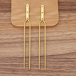 Alloy Hair Stick Findings, with Loops, Golden, 140x14mm(PW-WG76DB7-02)