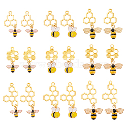 Alloy Enamel Pendants, honeycomb, Bee & Honeycomb Charm, Mixed Color, 27~42mm, 18pcs/set(PALLOY-PH01620)
