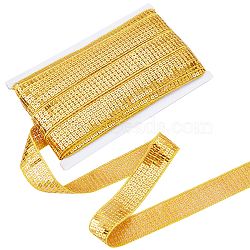 Sparkle Polyester Ribbon, with 5 Rows Sequins, for Sewing and Bridal Wedding Decoration, Goldenrod, 1 inch(25mm), about 20yards/card(OCOR-WH0077-01)