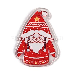 Christmas Theme Opaque Printed Acrylic Pendants, Gnome, 45x32x2.5mm, Hole: 2mm(SACR-S035-02B)