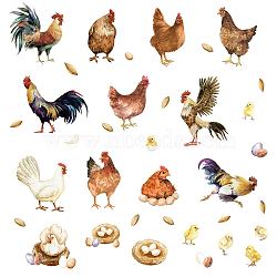 PVC Wall Stickers, Wall Decoration, Rooster Pattern, 900x390mm, 2 sheets/set(DIY-WH0228-530)