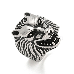 304 Stainless Steel Ring, Lion, Inner Diameter: 19mm(RJEW-B055-05AS-01)