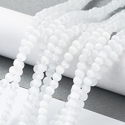 Cat Eye Beads Strands, Round, White, 4mm, Hole: 0.7mm, about 100~105pcs/strand, 14.37~14.69 inch(36.5~37.3cm)(X-CE-F022-4mm-15)