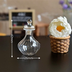 Miniature Glass Bottle, with Lid, for Dollhouse Accessories Pretending Prop Decorations, Clear, 26x42mm(MIMO-PW0001-158A)