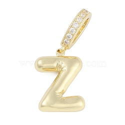 Brass Micro Pave Clear Cubic Zirconia Pendants, Long-Lasting Plated, letters, Letter Z, 19x13.8x4.5mm, Hole: 8.5x5.5mm(KK-M289-01Z-G)