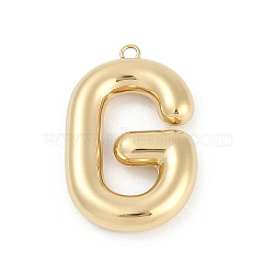 304 Stainless Steel Pendants, Ion Plating(IP), Letter Charm, Letter G, 38x24.5x6mm, hole: 2.2mm(STAS-I325-146G-G)