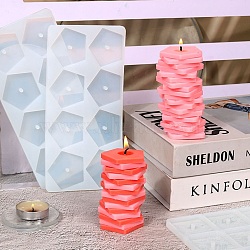 DIY Rotating Scented Candle Making Silicone Molds, Pentagon, White, 9.2x19.5x0.7cm, Hole: 4mm, Inner Diameter: 4.3x4.6cm(DIY-E055-37)