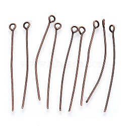 Iron Eye Pin, Cadmium Free & Nickel Free & Lead Free, Red Copper, 50x0.7mm, Hole: 2mm, about 2100pcs/500g(IFIN-R218-0.7x50-R-NF)