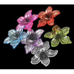 Transparent Acrylic Beads, Flower, Mixed Color, 26.5x6mm, Hole: 1.5~2mm(X-PL674Y)